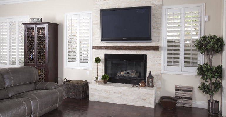 white shutters in Sacramento living room